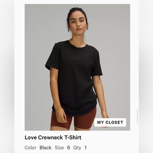 Lululemon love crewneck t-shirt size 6 color black